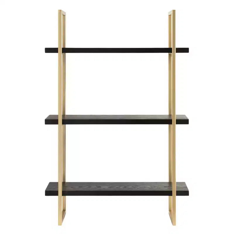 Kate & Laurel All Things Decor Étagère murale en bois et métal Leigh de 20 po x 30 po noire : Style Glamour de Luxe, Rangement suspendu à 3 niveaux