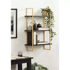 Kate & Laurel All Things Decor Étagère murale en bois et métal Leigh de 20 po x 30 po noire : Style Glamour de Luxe, Rangement suspendu à 3 niveaux