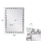 Miroir de courtoisie rectangulaire en métal ondulé La Bailadora 40"x29.5" Argent brillant