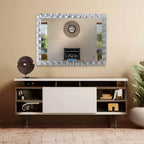 Miroir de courtoisie rectangulaire en métal ondulé La Bailadora 40"x29.5" Argent brillant