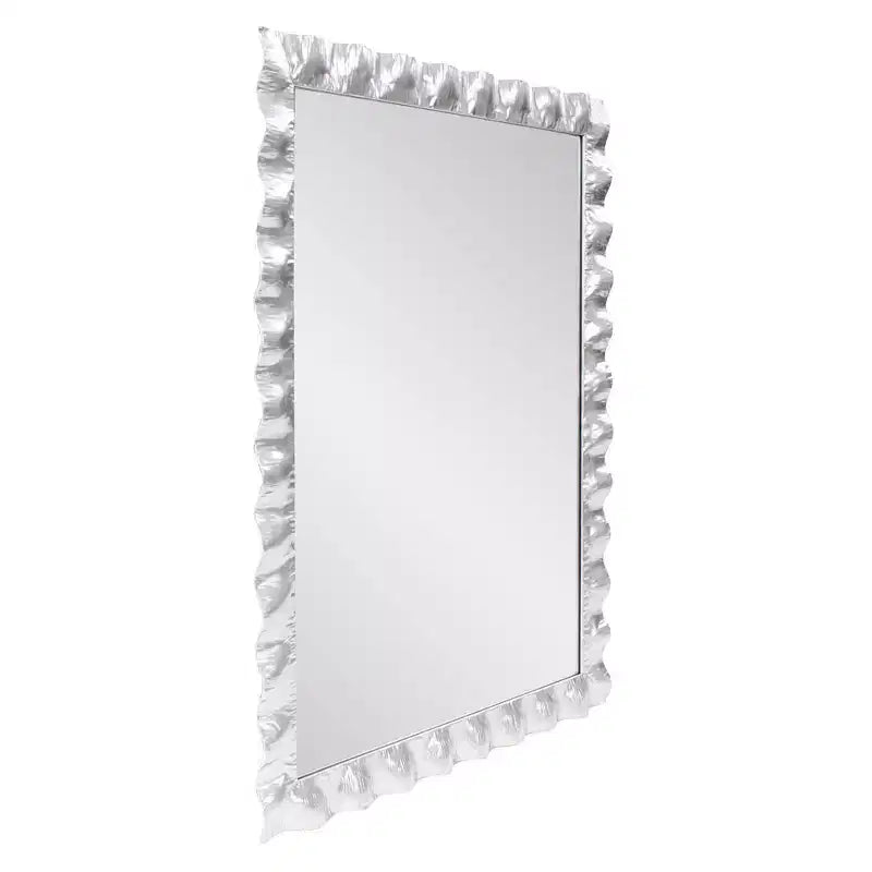 Miroir de courtoisie rectangulaire en métal ondulé La Bailadora 40"x29.5" Argent brillant