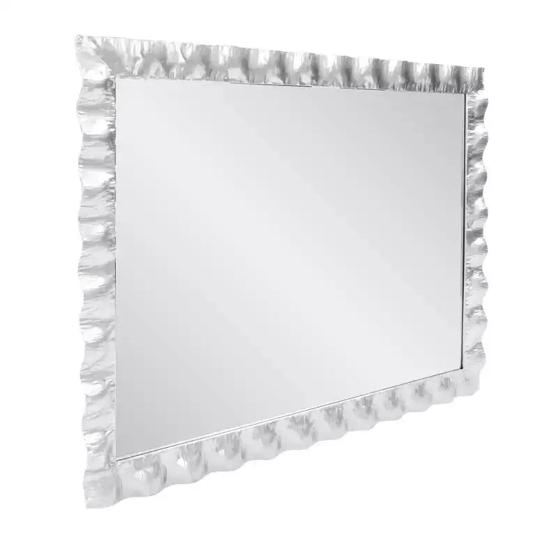 Miroir de courtoisie rectangulaire en métal ondulé La Bailadora 40"x29.5" Argent brillant