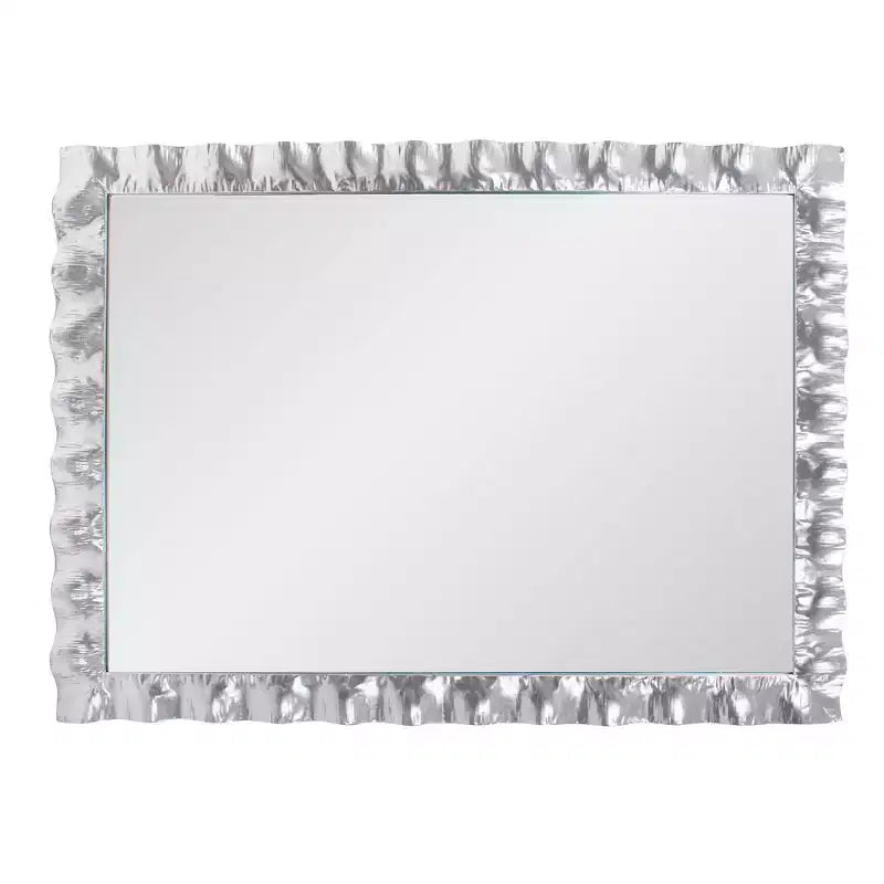 Miroir de courtoisie rectangulaire en métal ondulé La Bailadora 40"x29.5" Argent brillant