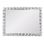 Miroir de courtoisie rectangulaire en métal ondulé La Bailadora 40"x29.5" Argent brillant