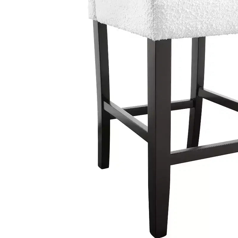 miBasics Lot de 2 tabourets de bar contemporains Northstar en tissu bouclé, hauteur comptoir, blanc/noir : Rembourrés, pieds en bois, garnissage en mousse