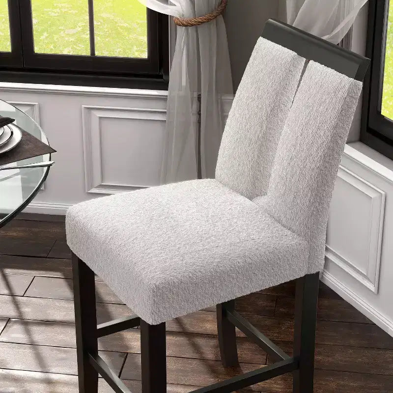 miBasics Lot de 2 tabourets de bar contemporains Northstar en tissu bouclé, hauteur comptoir, blanc/noir : Rembourrés, pieds en bois, garnissage en mousse