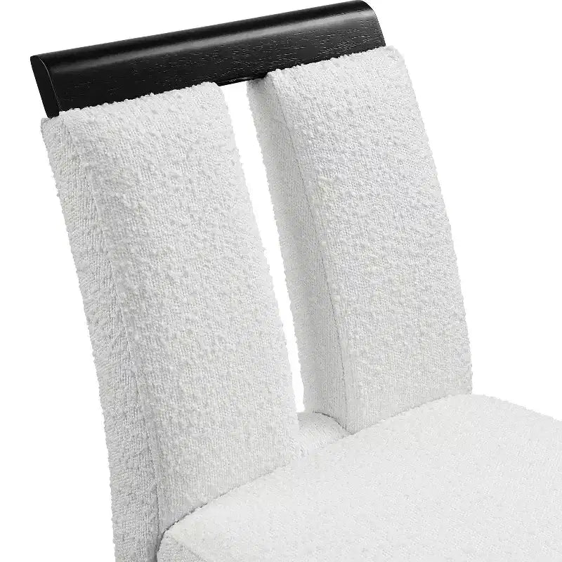 miBasics Lot de 2 tabourets de bar contemporains Northstar en tissu bouclé, hauteur comptoir, blanc/noir : Rembourrés, pieds en bois, garnissage en mousse