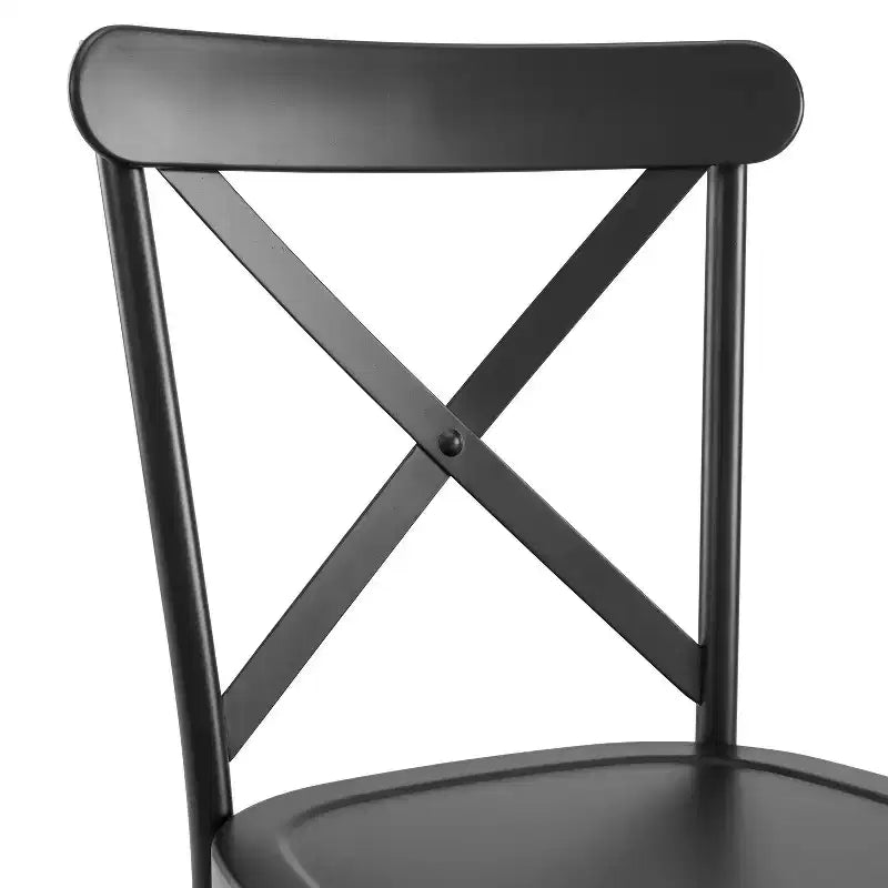 Lot de 4 chaises de salle à manger Camille en métal noir mat : Structure en acier, dossier en croix, capacité de 113 kg