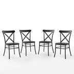 Lot de 4 chaises de salle à manger Camille en métal noir mat : Structure en acier, dossier en croix, capacité de 113 kg