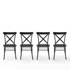 Lot de 4 chaises de salle à manger Camille en métal noir mat : Structure en acier, dossier en croix, capacité de 113 kg