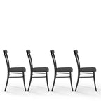 Lot de 4 chaises de salle à manger Camille en métal noir mat : Structure en acier, dossier en croix, capacité de 113 kg