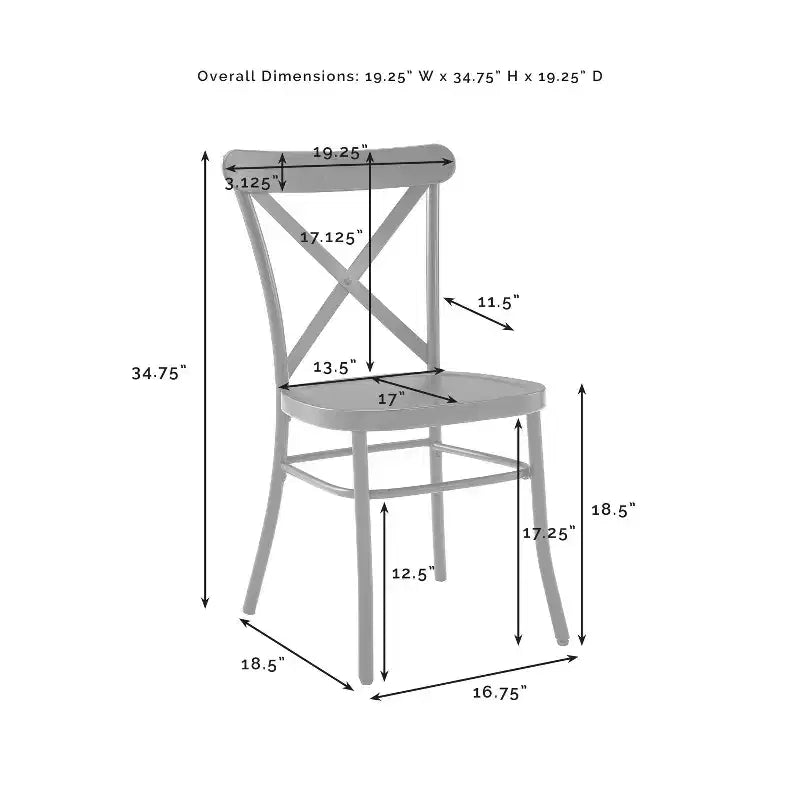 Lot de 4 chaises de salle à manger Camille en métal noir mat : Structure en acier, dossier en croix, capacité de 113 kg