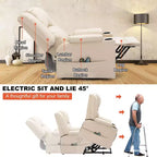 COMHOMA Fauteuil Inclinable de Massage en Similicuir avec Fonction Relevable Blanc Crème