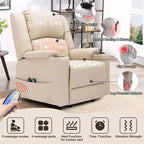 COMHOMA Fauteuil Inclinable de Massage en Similicuir avec Fonction Relevable Blanc Crème