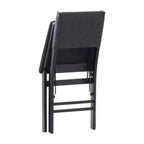 Lot de 2 chaises pliantes modernes du milieu du siècle avec dossier en corde de la Tamise et assise rembourrée noires : Bois d'hévéa, revêtement en polyester, aucun assemblage requis