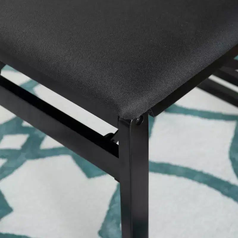 Lot de 2 chaises pliantes modernes du milieu du siècle avec dossier en corde de la Tamise et assise rembourrée noires : Bois d'hévéa, revêtement en polyester, aucun assemblage requis