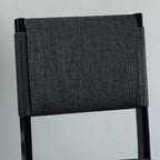 Lot de 2 chaises pliantes modernes du milieu du siècle avec dossier en corde de la Tamise et assise rembourrée noires : Bois d'hévéa, revêtement en polyester, aucun assemblage requis