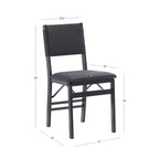 Lot de 2 chaises pliantes modernes du milieu du siècle avec dossier en corde de la Tamise et assise rembourrée noires : Bois d'hévéa, revêtement en polyester, aucun assemblage requis
