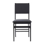 Lot de 2 chaises pliantes modernes du milieu du siècle avec dossier en corde de la Tamise et assise rembourrée noires : Bois d'hévéa, revêtement en polyester, aucun assemblage requis