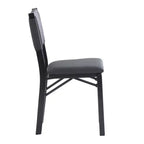 Lot de 2 chaises pliantes modernes du milieu du siècle avec dossier en corde de la Tamise et assise rembourrée noires : Bois d'hévéa, revêtement en polyester, aucun assemblage requis