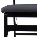 Lot de 2 chaises pliantes modernes du milieu du siècle avec dossier en corde de la Tamise et assise rembourrée noires : Bois d'hévéa, revêtement en polyester, aucun assemblage requis