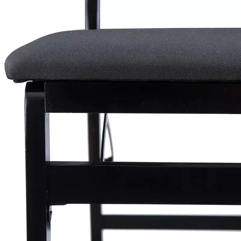Lot de 2 chaises pliantes modernes du milieu du siècle avec dossier en corde de la Tamise et assise rembourrée noires : Bois d'hévéa, revêtement en polyester, aucun assemblage requis