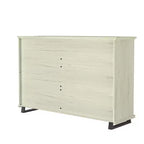Ensemble commode contemporaine 9 tiroirs et chiffonnier 5 tiroirs 96,5 cm, aspect bois scié blanc cassé : Rangement de chambre avec assemblage adulte requis