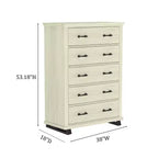 Ensemble commode contemporaine 9 tiroirs et chiffonnier 5 tiroirs 96,5 cm, aspect bois scié blanc cassé : Rangement de chambre avec assemblage adulte requis