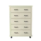 Ensemble commode contemporaine 9 tiroirs et chiffonnier 5 tiroirs 96,5 cm, aspect bois scié blanc cassé : Rangement de chambre avec assemblage adulte requis