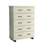Ensemble commode contemporaine 9 tiroirs et chiffonnier 5 tiroirs 96,5 cm, aspect bois scié blanc cassé : Rangement de chambre avec assemblage adulte requis