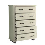 Ensemble commode contemporaine 9 tiroirs et chiffonnier 5 tiroirs 96,5 cm, aspect bois scié blanc cassé : Rangement de chambre avec assemblage adulte requis
