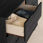 Commode double à 6 tiroirs Fynn en chêne gris : Panneaux de particules stratifiés, garantie de 5 ans, dispositif anti-basculement
