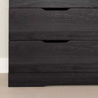 Commode double à 6 tiroirs Fynn en chêne gris : Panneaux de particules stratifiés, garantie de 5 ans, dispositif anti-basculement