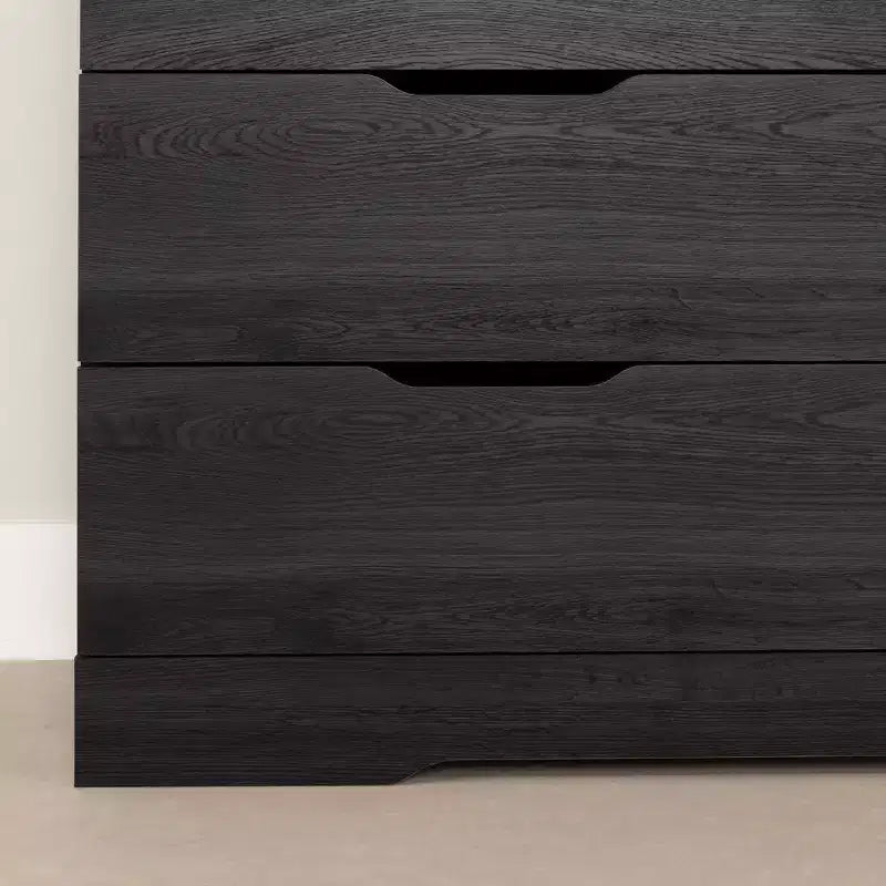 Commode double à 6 tiroirs Fynn en chêne gris : Panneaux de particules stratifiés, garantie de 5 ans, dispositif anti-basculement