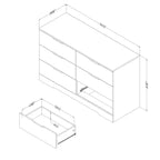 Commode double à 6 tiroirs Fynn en chêne gris : Panneaux de particules stratifiés, garantie de 5 ans, dispositif anti-basculement