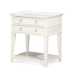 Comfort Pointe Clara Nightstand White: Recessed Top, 2 Drawers, Open Shelf, Painted MDF, Wood Frame