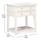 Table de Chevet Clara Blanche : Plateau Encastré, 2 Tiroirs, Étagère Ouverte, MDF Peint, Cadre en Bois