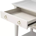 Table de Chevet Clara Blanche : Plateau Encastré, 2 Tiroirs, Étagère Ouverte, MDF Peint, Cadre en Bois