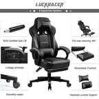 Chaise de jeu avec repose-pieds Chaise de bureau à dossier haut Chaise de bureau grise