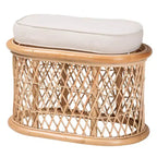bali & pari Ladonna Ottoman en rotin naturel Repose-pieds Naturel : Banc d'intérieur rembourré, Forme ovale, Aucun assemblage requis