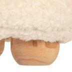 Pouf carré en velours de coton avec passepoil crème : Repose-pieds rembourré, base en pin, capacité de 150 kg