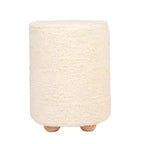 Pouf carré en velours de coton avec passepoil crème : Repose-pieds rembourré, base en pin, capacité de 150 kg