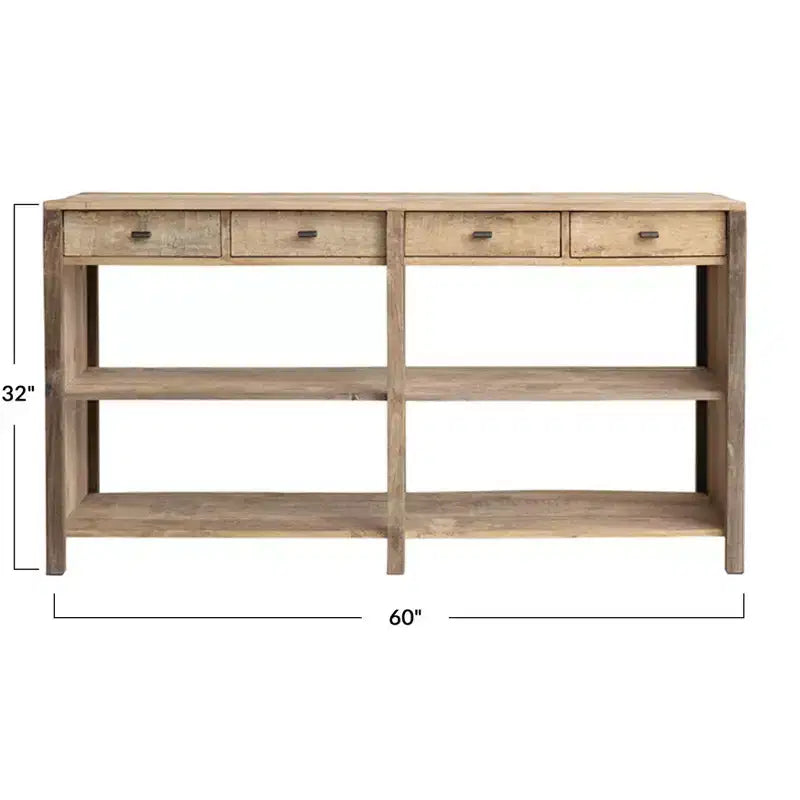 Console en bois naturel : table d'entrée rectangulaire de 60 pouces, aucun assemblage requis