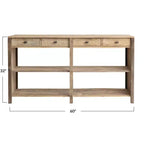 Console en bois naturel : table d'entrée rectangulaire de 60 pouces, aucun assemblage requis