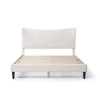 Lit plateforme capitonné en bouclé moderne avec dossier ailé Queen Heartwild blanc, en vente 24h/24 et 7j/7