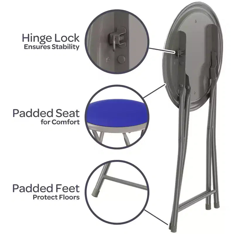 Tabouret pliant sans dossier de 45,7 cm avec capacité de 102 kg