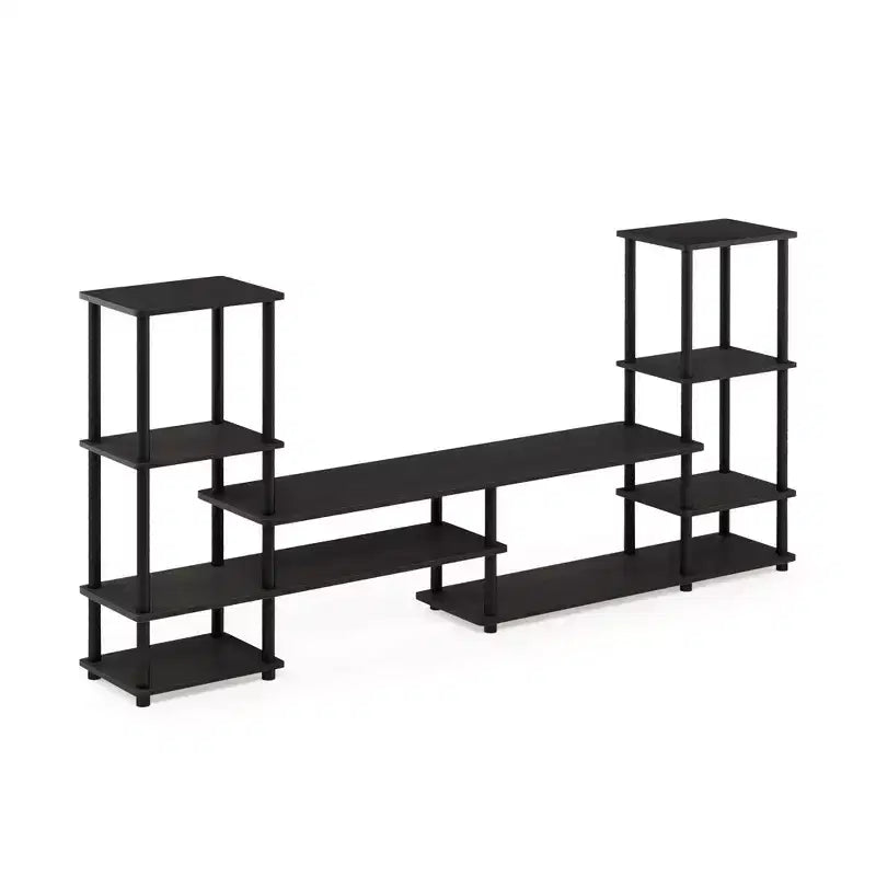 Meuble TV multifonctionnel pour téléviseurs jusqu'à 48 pouces, console de divertissement, étagères ouvertes, Espresso/Noir