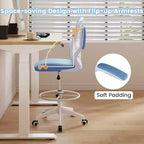 Chaise de dessinateur pivotante réglable avec accoudoirs relevables, support lombaire réglable Noir et Blanc/Noir