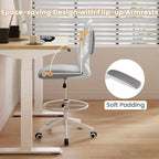 Chaise de dessinateur pivotante réglable avec accoudoirs relevables, support lombaire réglable Noir et Blanc/Noir
