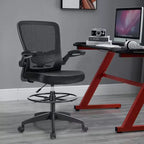 Chaise de dessinateur pivotante réglable avec accoudoirs relevables, support lombaire réglable Noir et Blanc/Noir